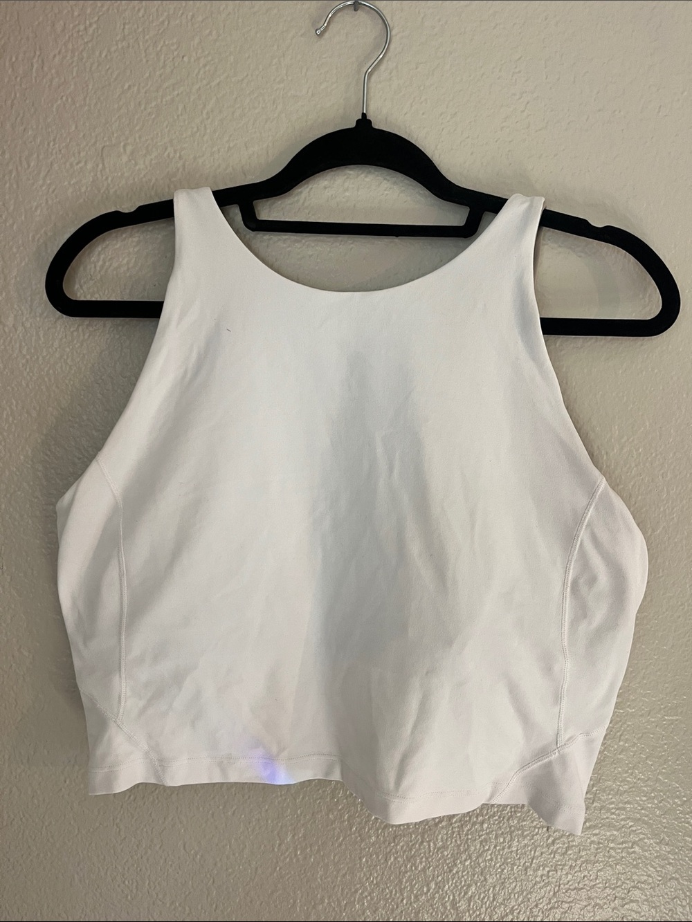 Large Lululemon White Women's Cropped Tank Top - Clean High Neck Style